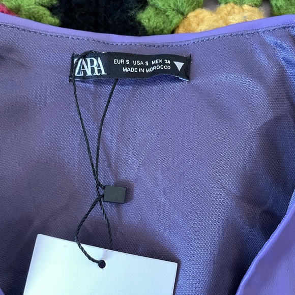 Blogger Fave Zara purple/lavander faux leather ruched mini dress - Picture 15 of 16
